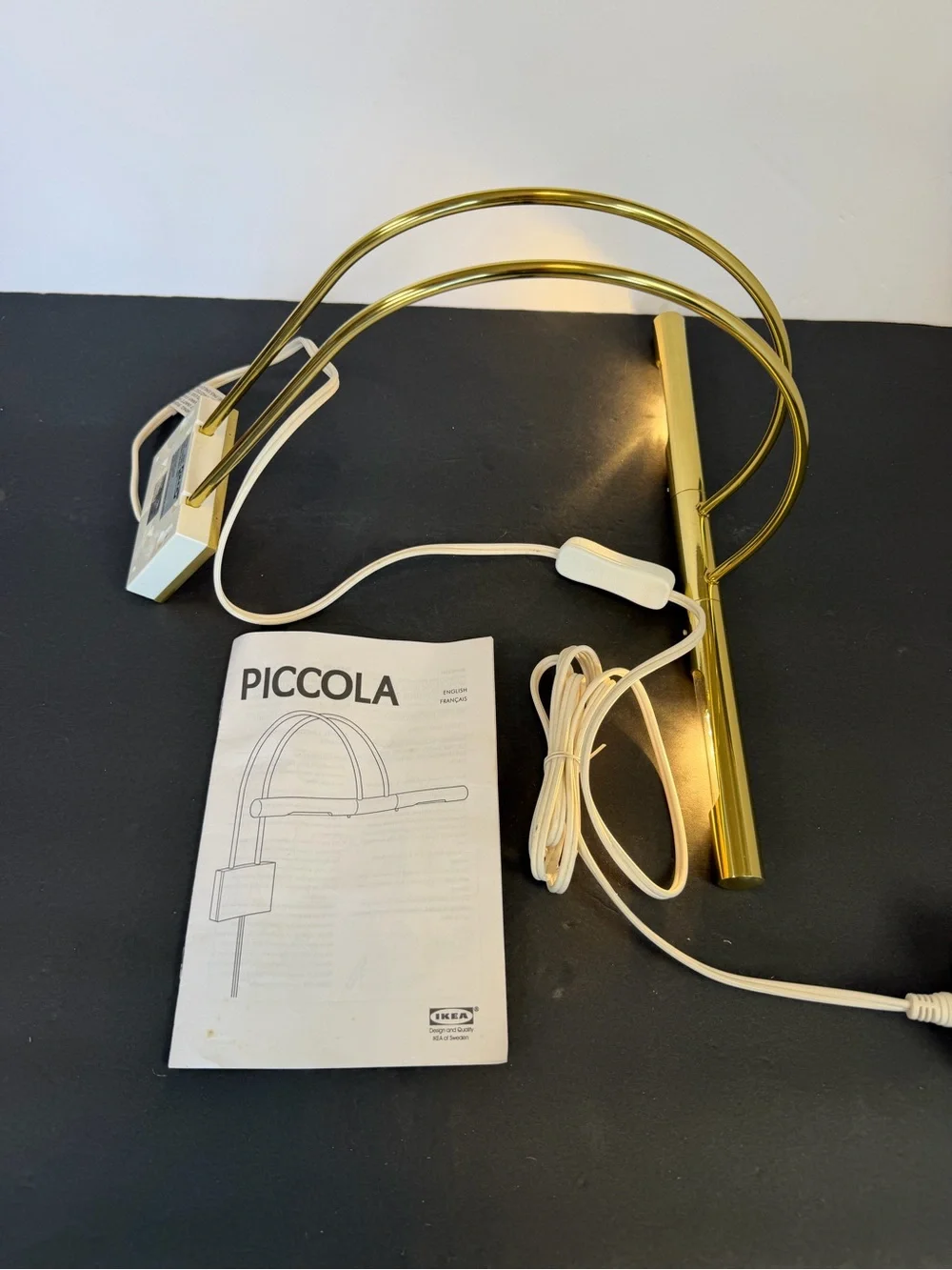 IKEA PICCOLA Wall Mount Picture Light Brass Arc Lamp NIB Tested Working